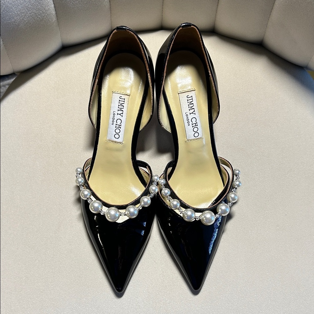 Jimmy Choo Black Aurelie 65mm Pearl Heels